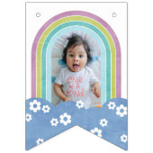 Retro Rainbow & Daisies Birthday Bunting Banner (Eerste vlag)