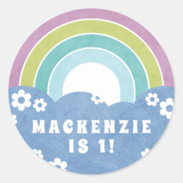 Retro Rainbow & Daisies Kind Birthday Sticker