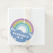 Retro Rainbow & Daisies Kind Party Favor Gift Labe Bedankjes Labels (In situ)