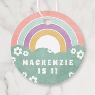 Retro Rainbow & Daisies Kind Party Favor Gift Labe Bedankjes Labels