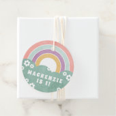 Retro Rainbow & Daisies Kind Party Favor Gift Labe Bedankjes Labels (In situ)