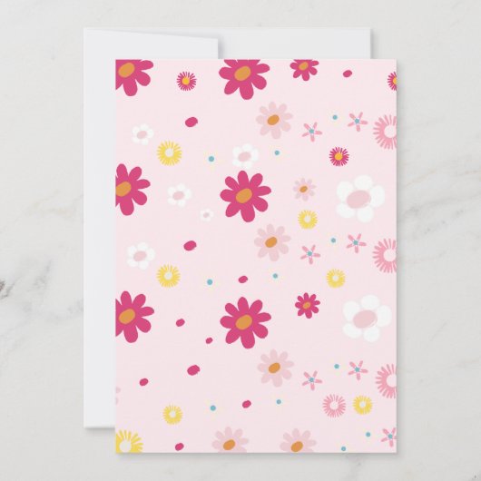 Retro Rainbow Daisy Groovy Roze Vrijgezellenfeest Kaart (Achterkant)