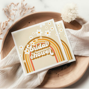 Retro Rainbow Daisy Groovy vrijgezellenfeest Servet