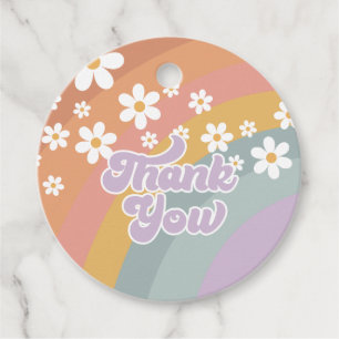 Retro Rainbow Dank u Bedankjes Labels
