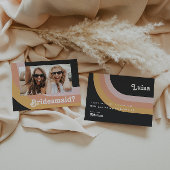 Retro Rainbow Dark Photo Bridesmaid proposal Kaart