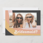 Retro Rainbow Dark Photo Bridesmaid proposal Kaart (Voorkant)