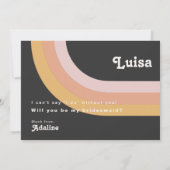 Retro Rainbow Dark Photo Bridesmaid proposal Kaart (Achterkant)