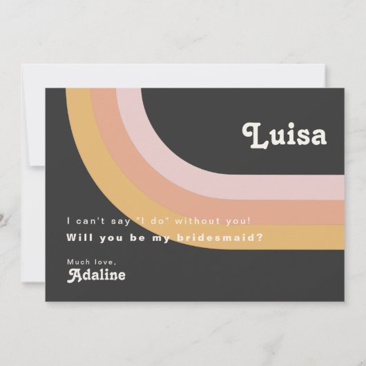 Retro Rainbow Dark Photo Bridesmaid proposal Kaart (Achterkant)