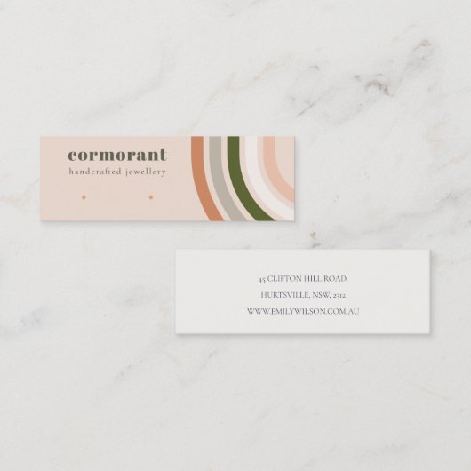 Retro Rainbow Desert Chic Stud Oorbel Display Mini Visitekaartje (Voorkant / Achterkant)