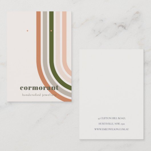 Retro Rainbow Desert Chic Stud Oorbel Display Visitekaartje (Voorkant / Achterkant)