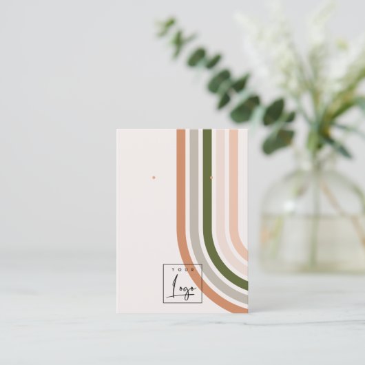 Retro Rainbow Desert Chique Logo Oorbel Display Visitekaartje (Staand voorkant)