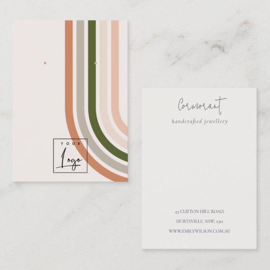 Retro Rainbow Desert Chique Logo Oorbel Display Visitekaartje (Voorkant / Achterkant)