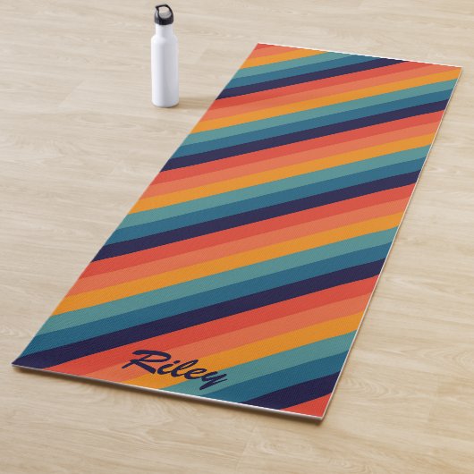 Retro Rainbow diagonale streep Yogamat (In situ)