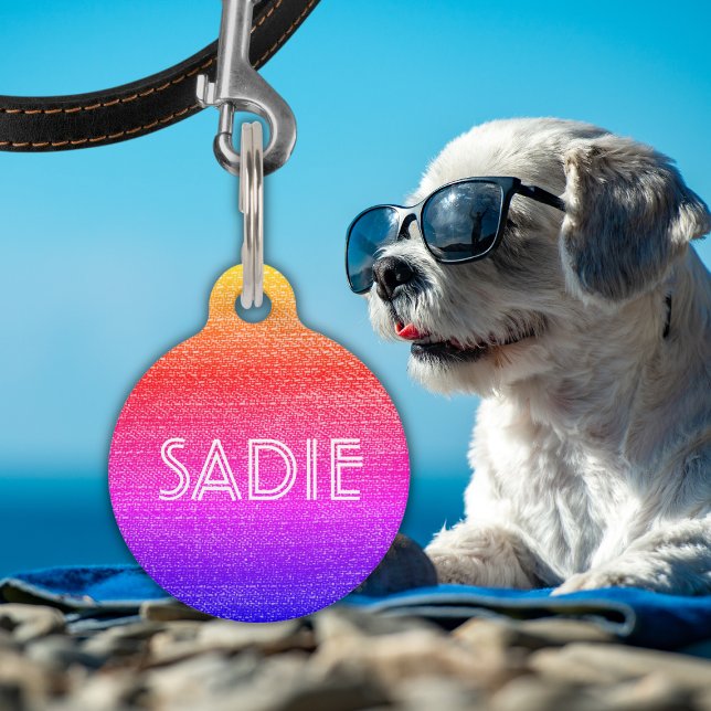 Retro Rainbow Dog of Cat Name & Information Huisdierpenning (Creator heeft geüpload)