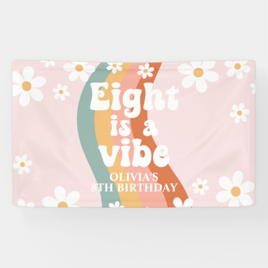 Retro Rainbow Eight is een Vibe Daisy 8TH Spandoek (Horizontaal)