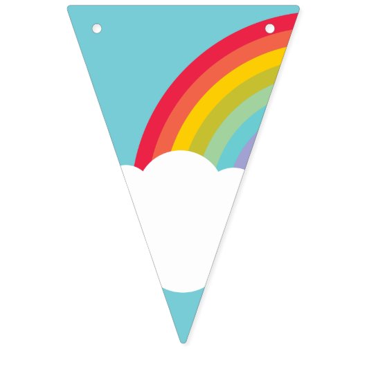 Retro Rainbow en Clouds Happy Birthday Vlaggetjes (Eerste vlag)