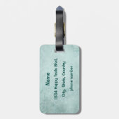 Retro Rainbow en Muzieknoten op een Shabby Texture Bagagelabel (Achterkant verticaal)