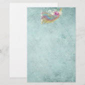 Retro Rainbow en Muzieknoten op een Shabby Texture Briefpapier (Voorkant / Achterkant)