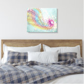 Retro Rainbow en Muzieknoten op een Shabby Texture Canvas Afdruk (Insitu (Slaapkamer))