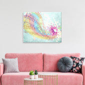 Retro Rainbow en Muzieknoten op een Shabby Texture Canvas Afdruk (Insitu (Woonkamer))