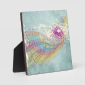 Retro Rainbow en Muzieknoten op een Shabby Texture Fotoplaat (Voorkant)