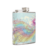 Retro Rainbow en Muzieknoten op een Shabby Texture Heupfles (Rechts)