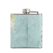 Retro Rainbow en Muzieknoten op een Shabby Texture Heupfles (Achterkant)