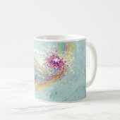 Retro Rainbow en Muzieknoten op een Shabby Texture Koffiemok (Voorkant rechts)