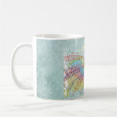 Retro Rainbow en Muzieknoten op een Shabby Texture Koffiemok (Links)