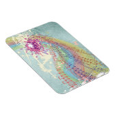 Retro Rainbow en Muzieknoten op een Shabby Texture Magneet (Rechterzijde)