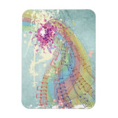 Retro Rainbow en Muzieknoten op een Shabby Texture Magneet (Verticaal)