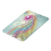 Retro Rainbow en Muzieknoten op een Shabby Texture Magneet (Linkerzijde)