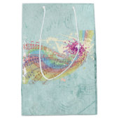 Retro Rainbow en Muzieknoten op een Shabby Texture Medium Cadeauzakje (Voorkant)