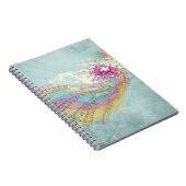 Retro Rainbow en Muzieknoten op een Shabby Texture Notitieboek (Rechterzijde)