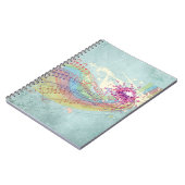 Retro Rainbow en Muzieknoten op een Shabby Texture Notitieboek (Linkerzijde)