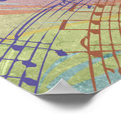 Retro Rainbow en Muzieknoten op een Shabby Texture Poster (Hoek)