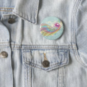 Retro Rainbow en Muzieknoten op een Shabby Texture Ronde Button 5,7 Cm (In situ)
