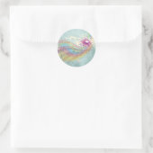 Retro Rainbow en Muzieknoten op een Shabby Texture Ronde Sticker (Tas)