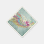 Retro Rainbow en Muzieknoten op een Shabby Texture Servetten (Hoek)