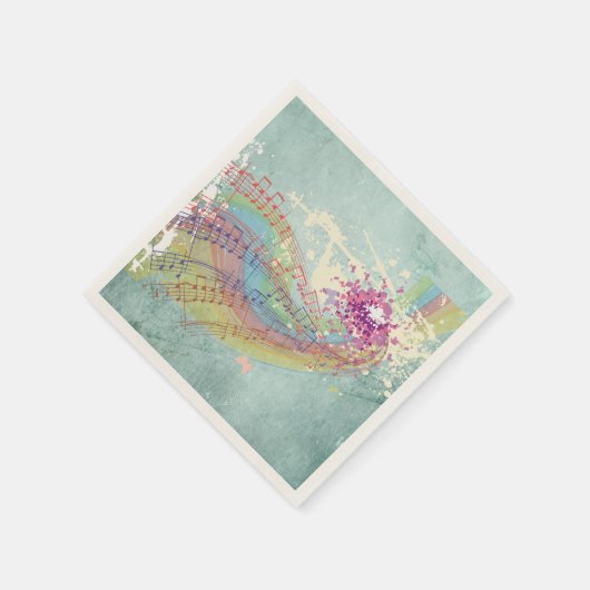 Retro Rainbow en Muzieknoten op een Shabby Texture Servetten (Hoek)