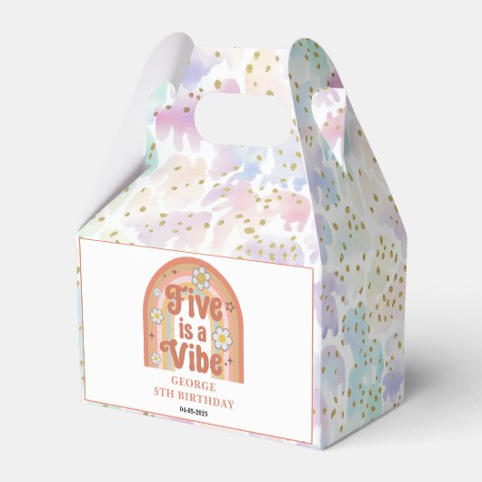 Retro Rainbow FIVE is a Vibe Groovy 5th Birthday Bedankdoosjes (Achterkant)