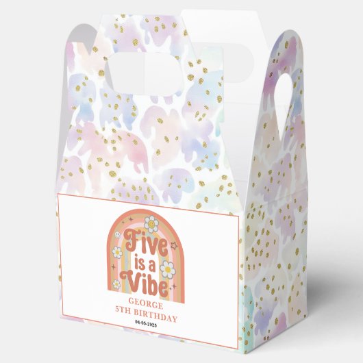 Retro Rainbow FIVE is a Vibe Groovy 5th Birthday Bedankdoosjes (Geopend)