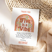 Retro Rainbow FIVE is a Vibe Groovy 5th Birthday Bedankkaart