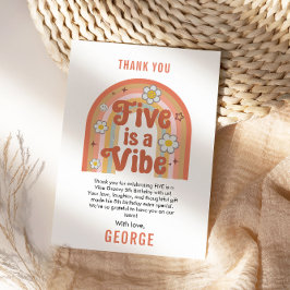 Retro Rainbow FIVE is a Vibe Groovy 5th Birthday Bedankkaart