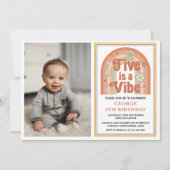 Retro Rainbow FIVE is a Vibe Groovy 5th Birthday Kaart (Voorkant)