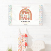 Retro Rainbow FIVE is a Vibe Groovy 5th Birthday Spandoek (Insitu)