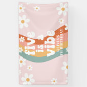 Retro Rainbow Five is een Vibe Daisy 5TH verjaarda Spandoek (Verticaal)