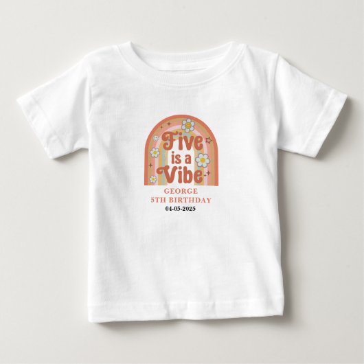 Retro Rainbow FIVE is een Vibe Groovy 5e Verjaarda (Voorkant)