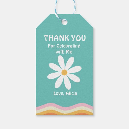 Retro Rainbow FIVE is een Vibe Groovy 5e verjaarda Cadeaulabel (Voorkant)