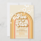 Retro Rainbow FIVE is een Vibe Groovy 5e verjaarda Kaart (Voorkant)